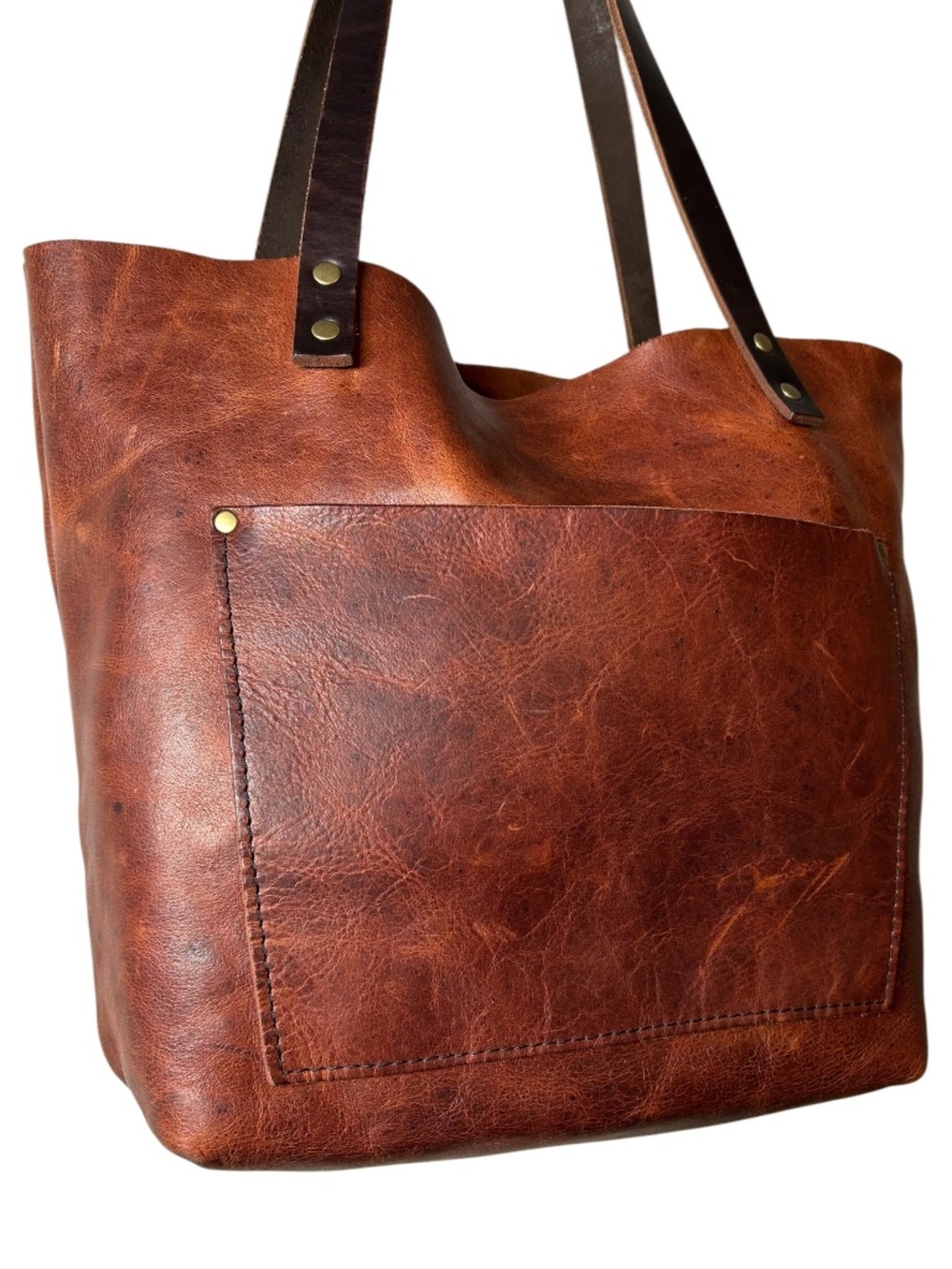 Portland Leather Goods Medium Tote Full Grain Leather Patina Brown - Picture 4 of 14